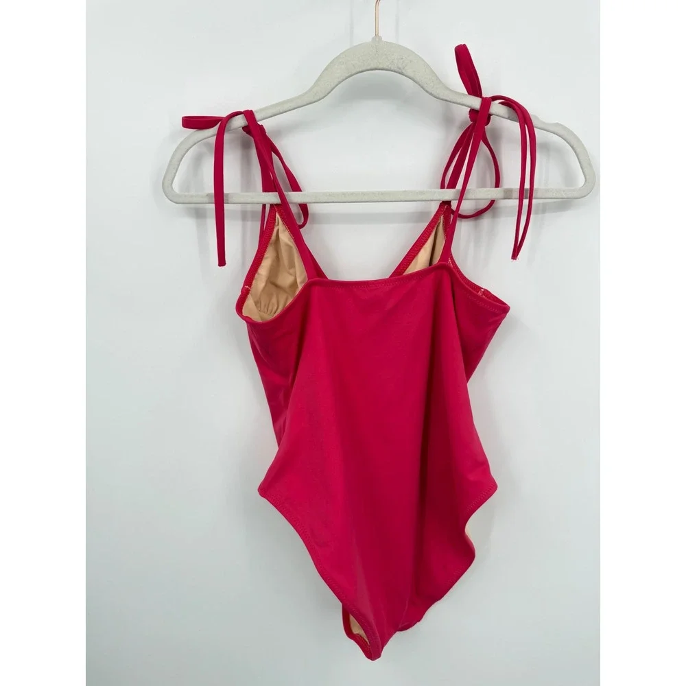 Solid & Striped The Olympia One‎ Piece Swimsuit Womens Size M Pink Tie Shoulder